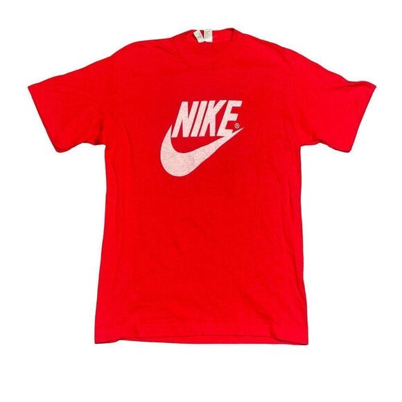 Vintage Nike T Shirt Adult Large Red Logo Swoosh Graphic 90s Made in USA - Picture 1 of 10